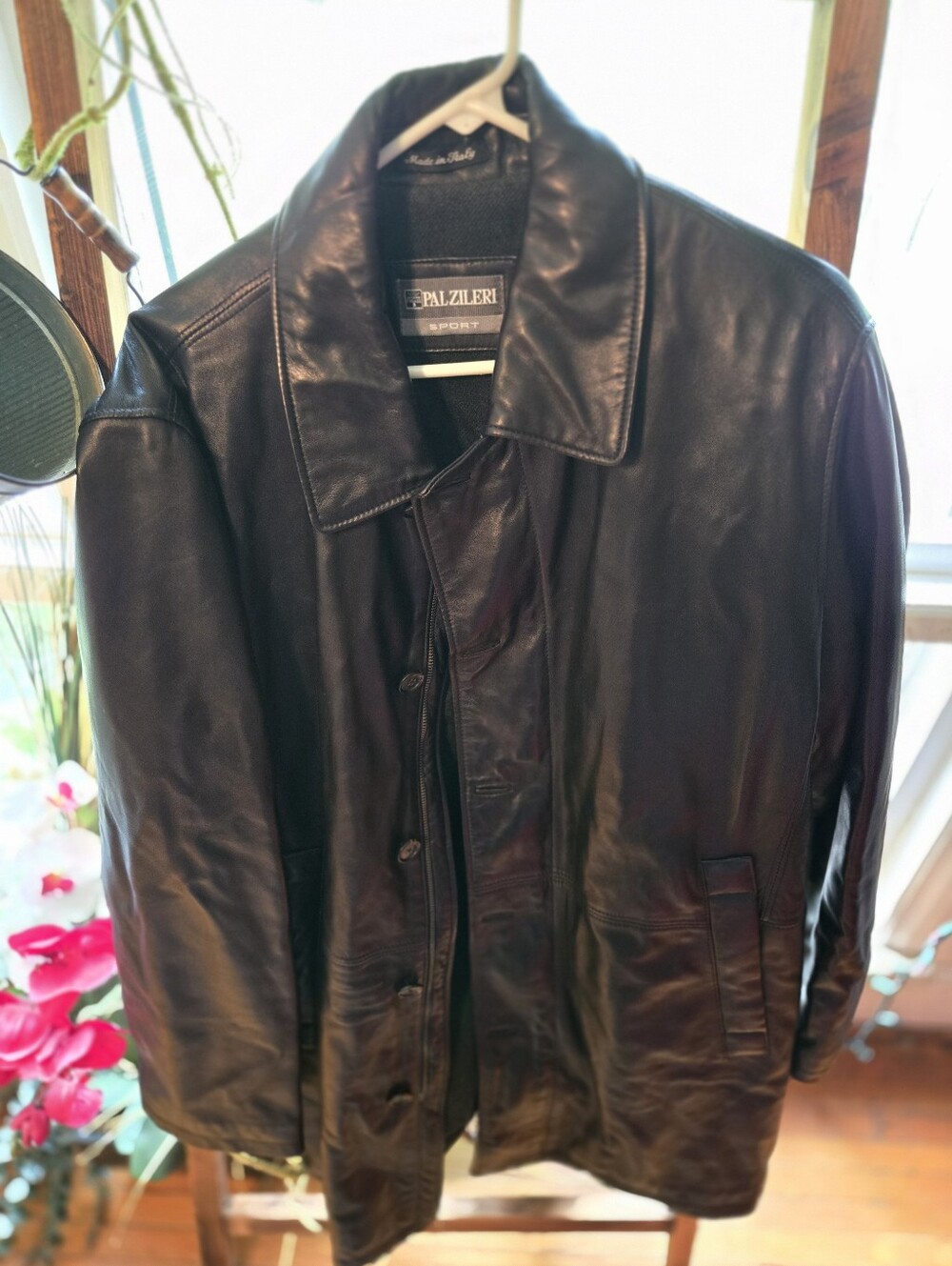 Pal Zileri Black Leather Coat Jacket